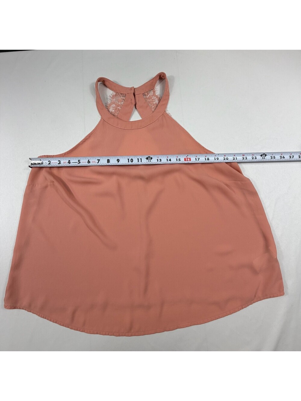 Forever 21 Plus Size Peach Lace Trim Halter Top